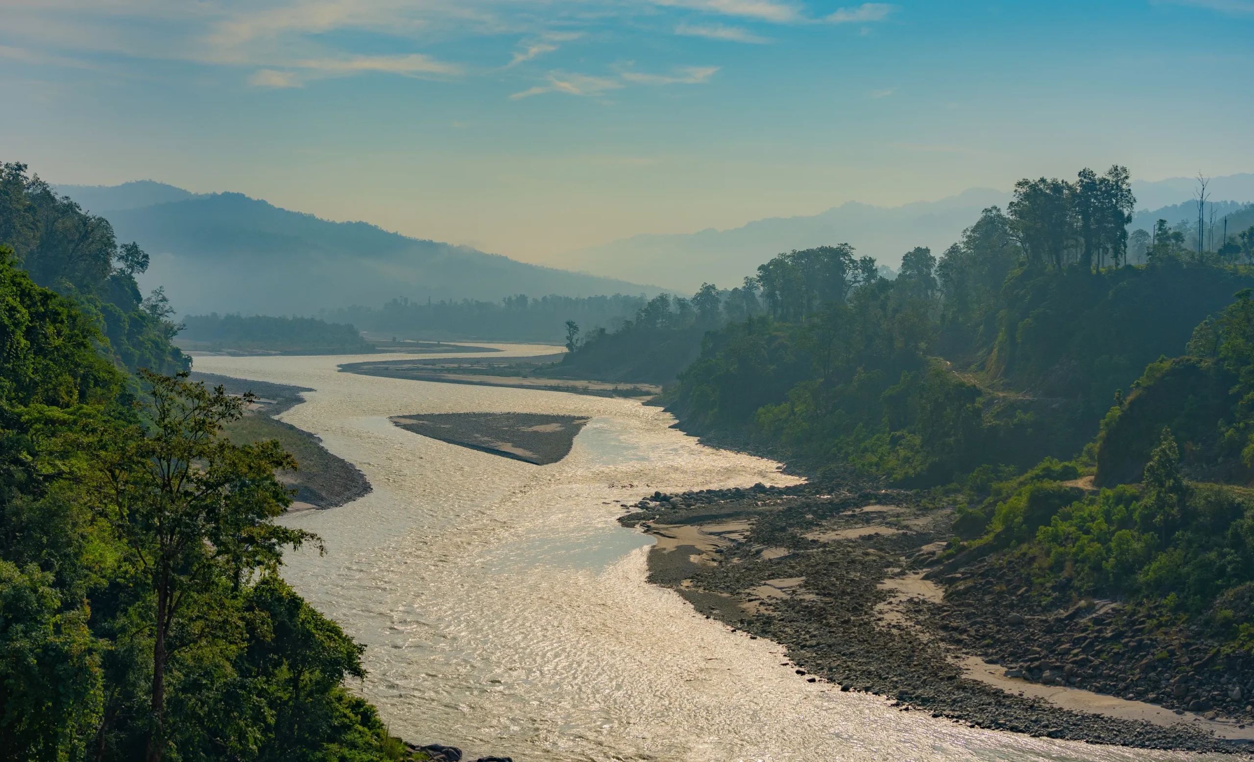 Sarda river forming a border between India (left) and Nepal (right) 1